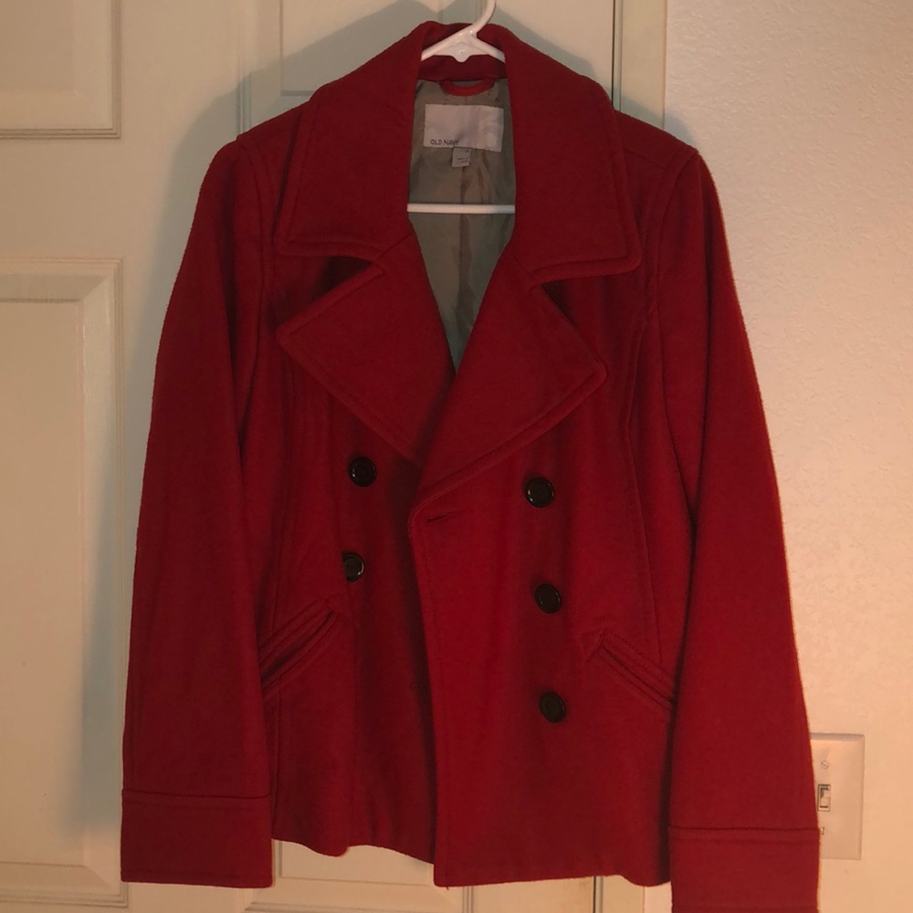 RED PEACOAT, sz MEDIUM from Old Navy